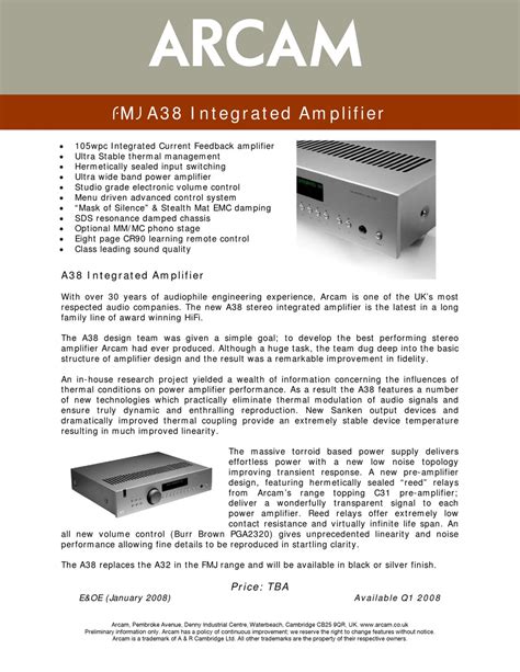 Arcam FMJA38 Manual pdf manual